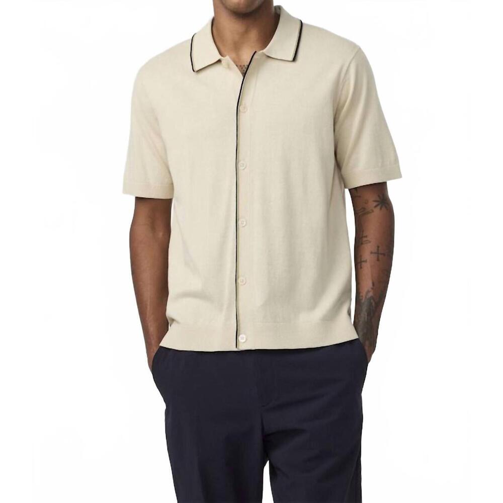 NEW NN07 nolan button up polo shirt in ecru